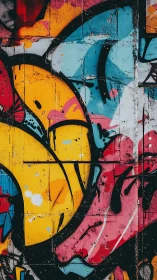 Layered urban graffiti abstraction overlays bold chromatic arcs