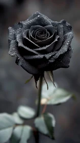 Midnight rose drinks the rain in velvety, silent spirals