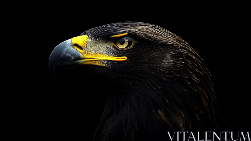 Majestic Golden Eagle Portrait in Dramatic Lighting on Black Background.