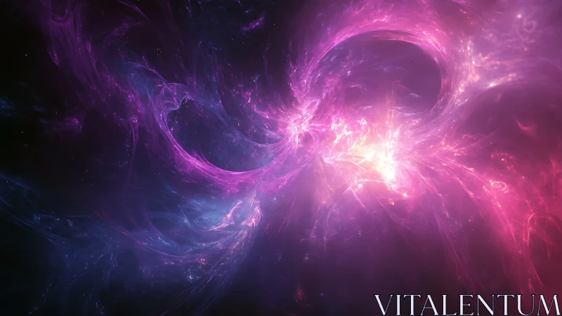 Cosmic nebula swirls in vivid pink and violet light