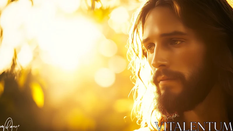 Gentle bearded figure bathed in golden evening light.