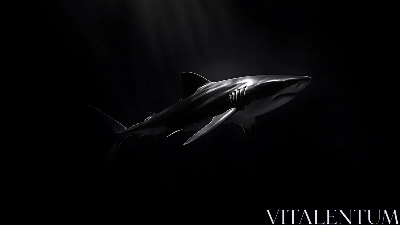 High-contrast elasmobranch silhouette in volumetric caustics.