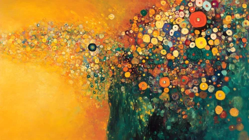 Abstract Floral Explosion in Vibrant Colors, Modern Art Style.