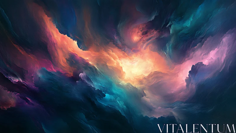 Vivid swirling nebula clouds with intense glowing center.