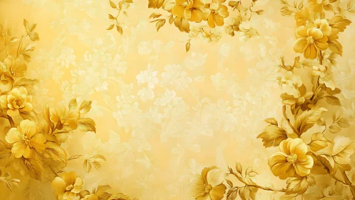 Yellow floral illustration frames symmetric central negative space