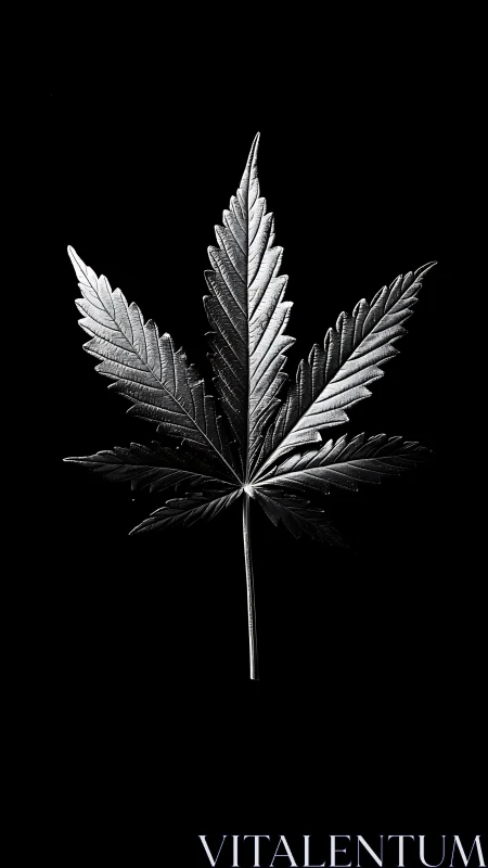 Silver leaf silhouette glowing in bold night space.