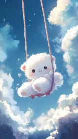 Cloud-soft lamb on a sky swing of daydream brightness.