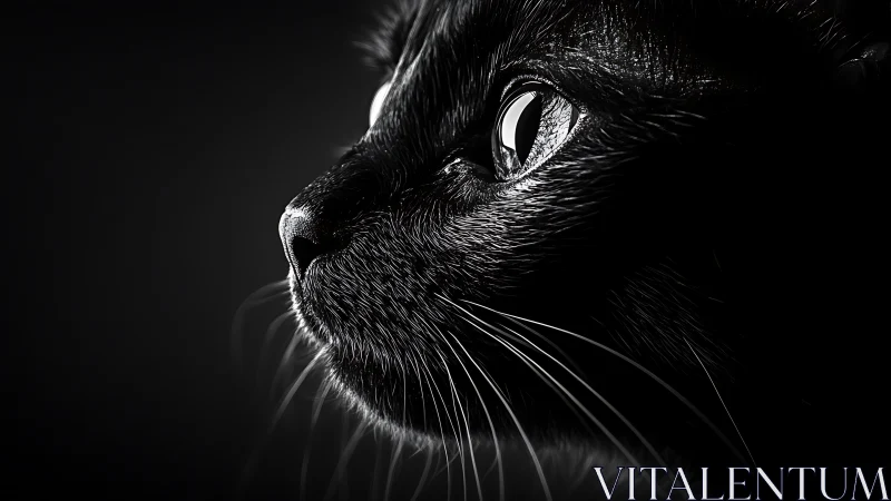 Black Cat Portrait: Close-Up Profile with Vertical Pupil Eye
