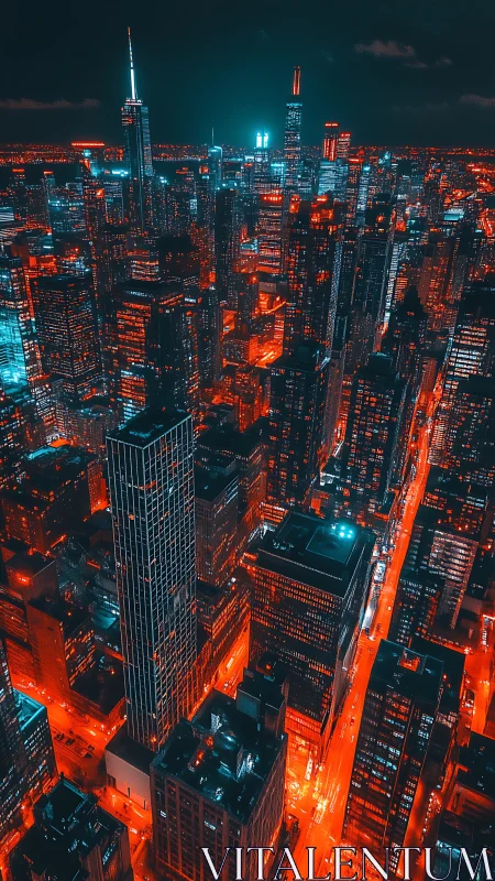 Neon-lit skyscraper maze glowing through the midnight hush.