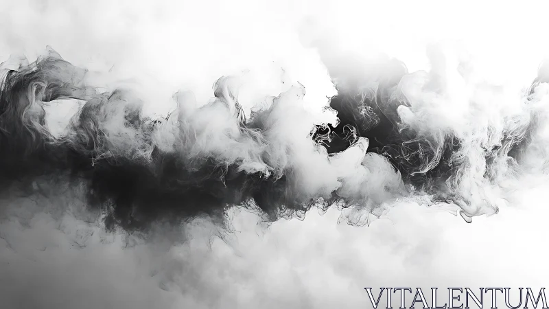 Inkstorm Drift: monochrome smoke carving a ghostly river.