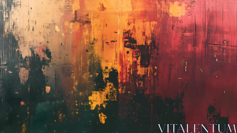 Abstract textured painting in warm earth tones with bold brushstrokes.