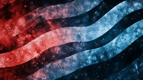 Soft cosmic waves in red and blue drifting through night.