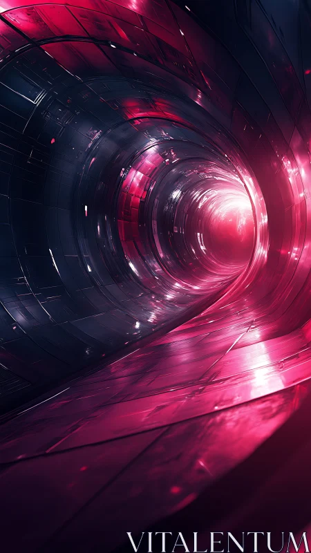 Crimson lightstream tunnel spirals into a neon singularity.