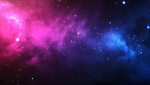 Cosmic magenta and blue nebula streaming across space.