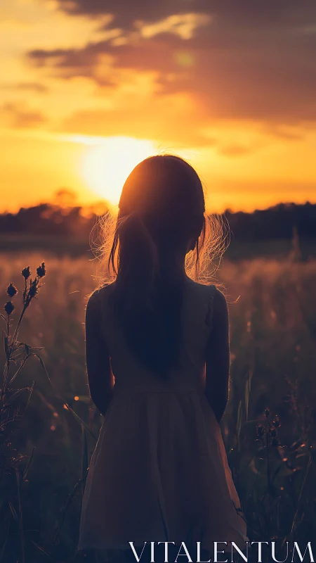 Backlit child silhouette captures golden hour atmospheric depth