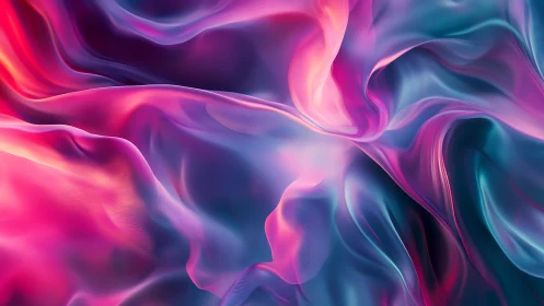 Neon fluid waves merge across iridescent abstract folds.