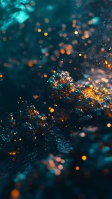 Cinematic macro bokeh over glowing mineral surface study.