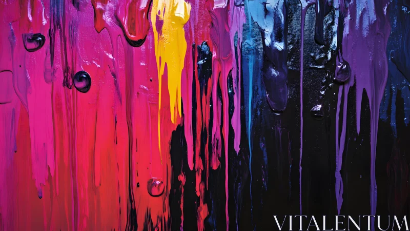 Vibrant Abstract Paint Drips in Bold Colors on Canvas.