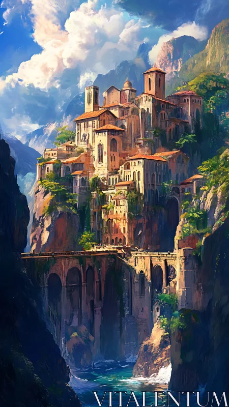 Clifftop Mediterranean city rises above deep coastal gorge