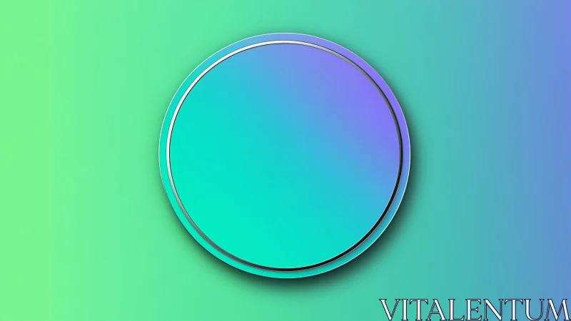Gradient circle button on soft teal blue background.