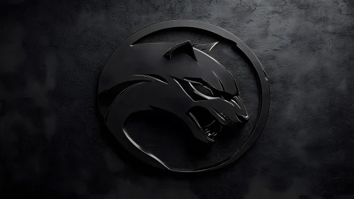 Fierce black panther head logo in modern 3D metallic style.