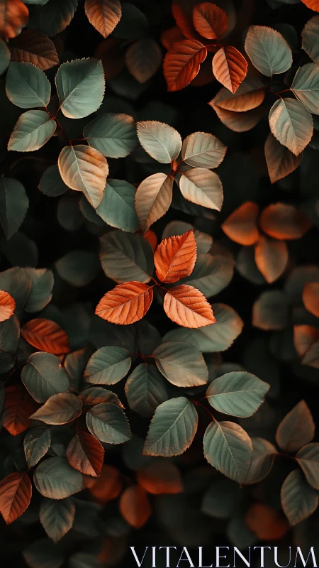 Chromatic bicolored foliage under directional autumnal lighting.