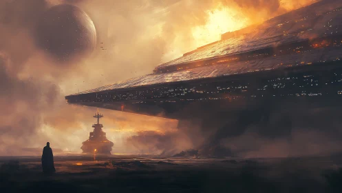 Monolithic Star Destroyer Overwatch in cinematic concept art.
