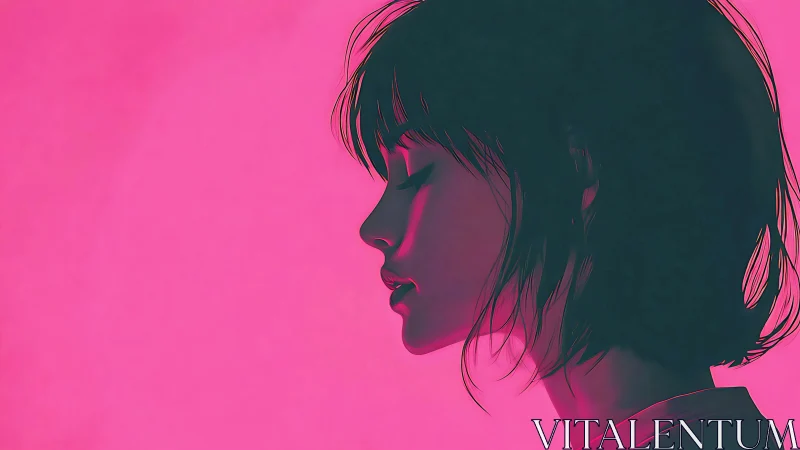 Soft neon profile captures a quiet moment of inner calm