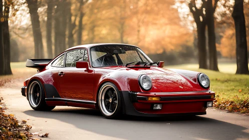 Classic red sports coupe displays wide-body aero kit and low stance