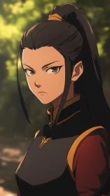 Steady warrior gazes ahead with calm, determined focus