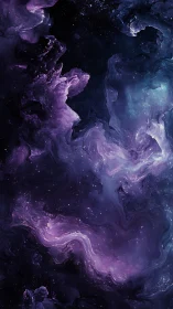 Digital nebula structure shows layered violet gas forms