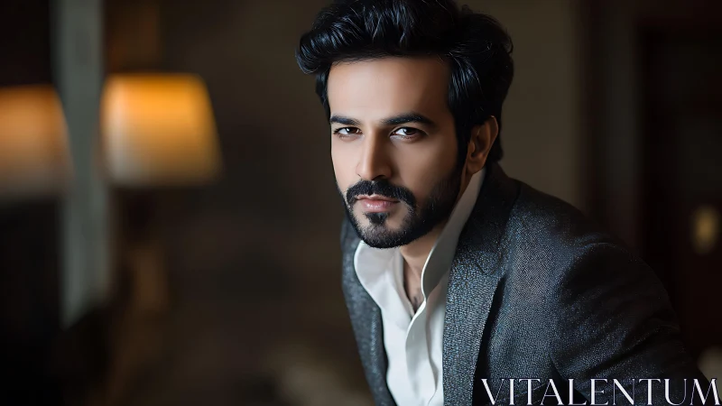 Cinematic close-up portrait in low-key ambient lighting study