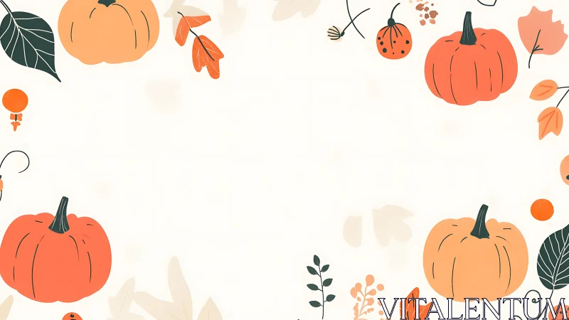 Gentle pumpkins and autumn leaves frame a cozy blank space