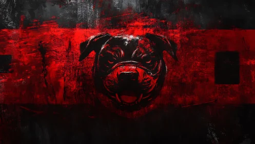 Bold bulldog emblem glowing in gritty red and black art.