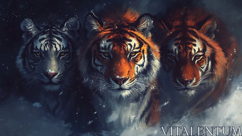 Three Tigers Emerge From Cosmic Shadows.