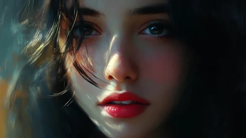 Soft light, quiet gaze, and the poetry of a painted face.