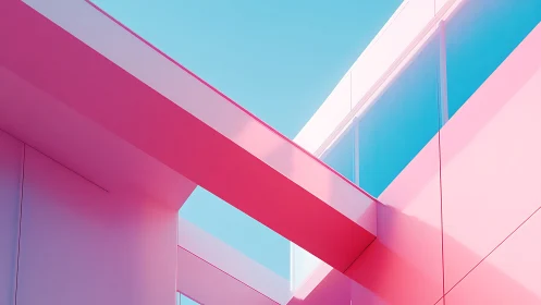 Modern Geometric Architecture with Pink and Blue Color Blocking