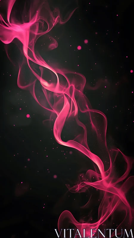 Digital painting of luminous pink smoke ribbon on black field.