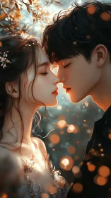 Two Figures in Intimate Profile with Warm Ambient Light.