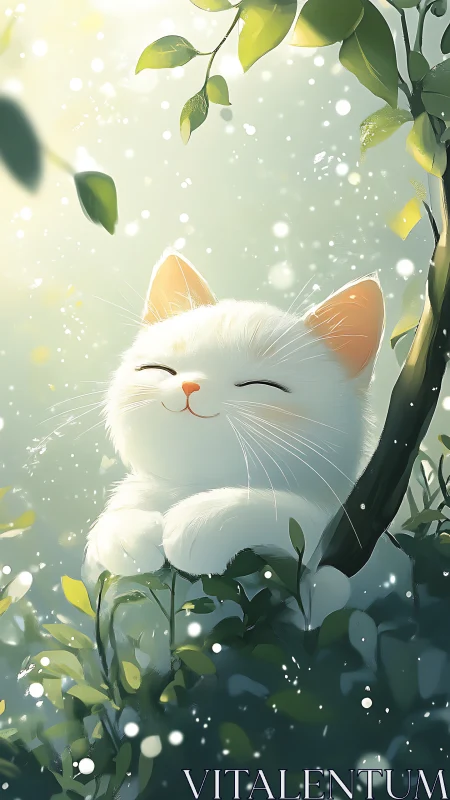 Luminous Whisker Dreams: The Blissful Garden Guardian.