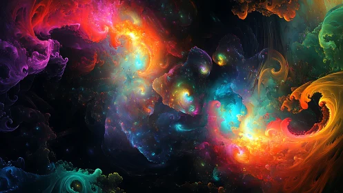 Glowing cosmic swirls inviting you into a colorful dream.
