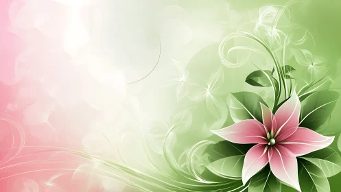 Delicate Pink Flower Dancing in Soft Green Light