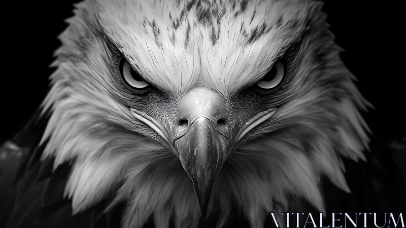Intense Bald Eagle Portrait in Dramatic Black and White Style.