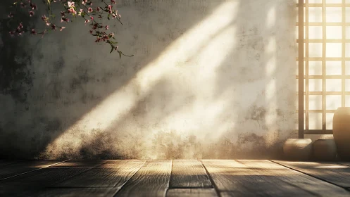 Sunlit tatami corner quietly rehearses the arrival of spring