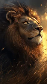 Backlit lion portrait uses rim lighting to model detailed mane