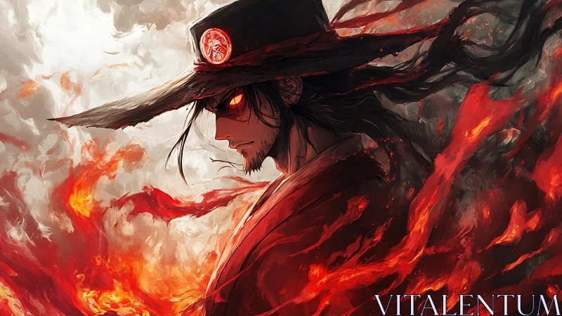 Fiery wanderer in a swirling storm of ember bright magic.