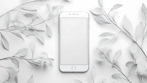 Minimalist Device Framed by Nature's Ethereal Whispers.