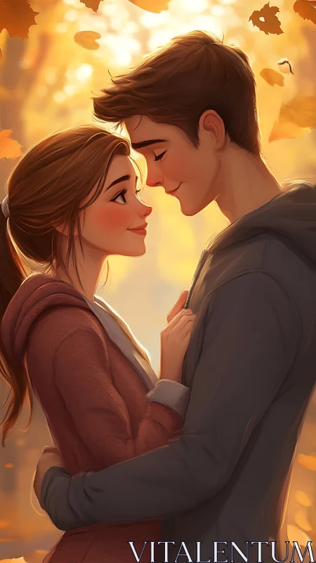 Two hearts find connection in golden autumn light