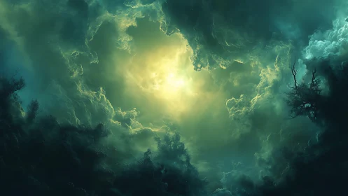 Luminous turbulence in storm vortex cloud chamber simulation.