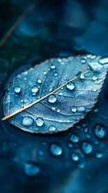 Macro hydrophobic leaf with specular raindrop distribution.